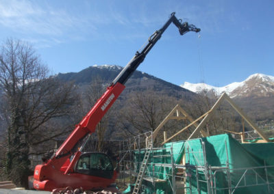 CONSTRUCTION D'UNE MAISON OSSATURE BOIS, isolation fibre de bois en toiture et en mur + enduit sur fibre de bois +charpente traditionelle à Esquièze sere (65)